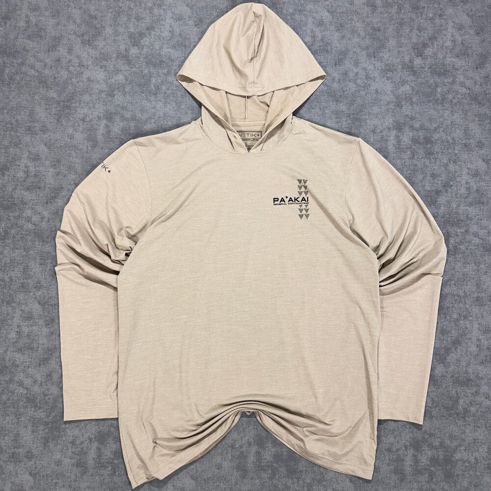 ANETIK Low Pro Tech Sun Hoodie Men's Large Stone Heather UPF 30+ Fishing Hiking